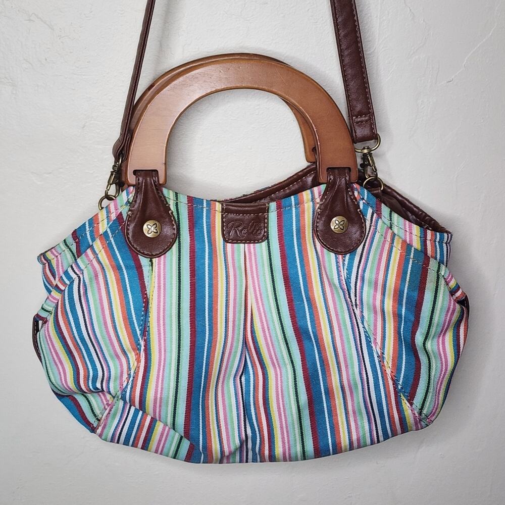 Relic Striped Wood Handle Shoulder Bag